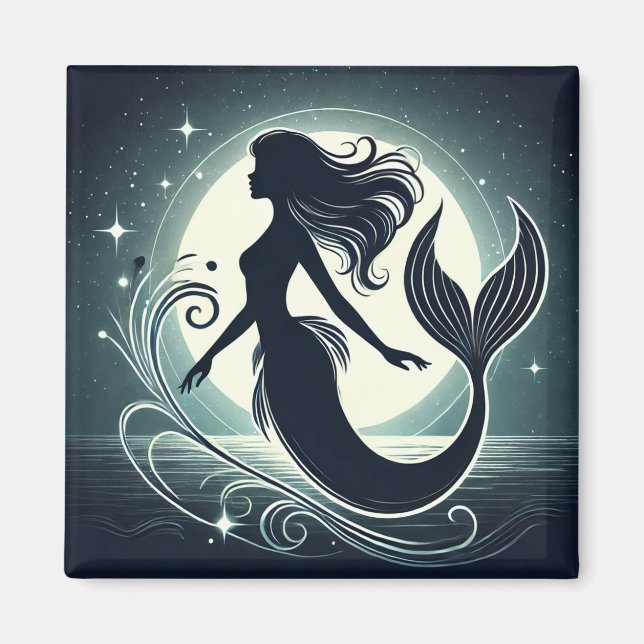 Mystical Mermaid Silhouette Magnet (Front)