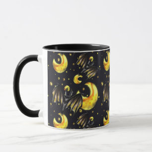 Mystical Moon and Bat Pattern Mug