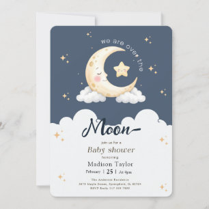 Mystical Moon and Stars Boy Baby Shower Invitation