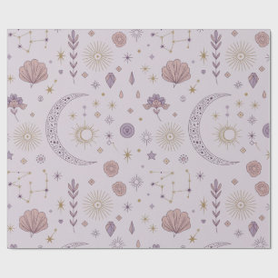 Mystical Moon and Stars Wrapping Paper   Celestial