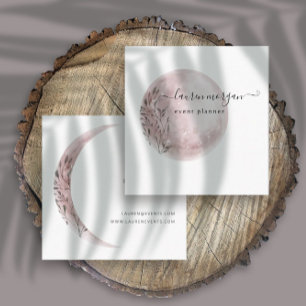 Mystical Moon Blush Pink Elegant Square Business Card