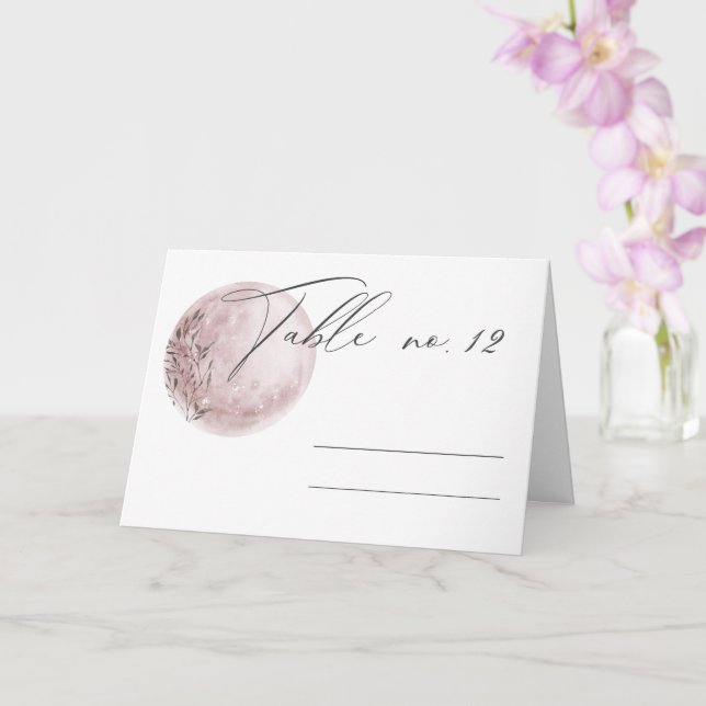 Mystical Moon Blush Pink Wedding Place Card (Orchid)