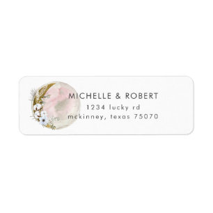 mystical moon bohemian pink Return Address Label