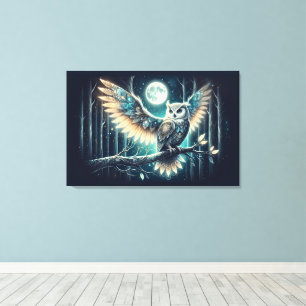 Mystical Moon Owl Celestial Forest Glow Canvas Print