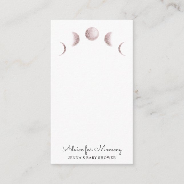 mystical moon phases blush Baby Shower Advice Card (Front)