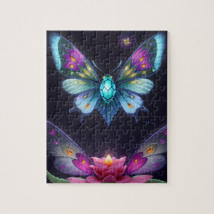 Mystical Moonlit Fairy in a Enchanted Garden Jigsaw Puzzle