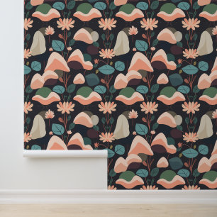 Mystical Moonlit Garden Abstract Pattern Wallpaper