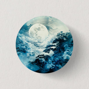 Mystical Moonlit Mountain Landscape 3 Cm Round Badge