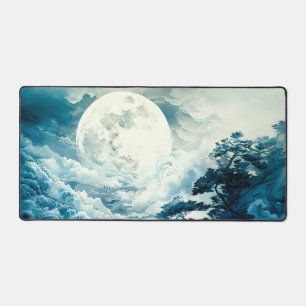 Mystical Moonlit Mountain Landscape Desk Mat