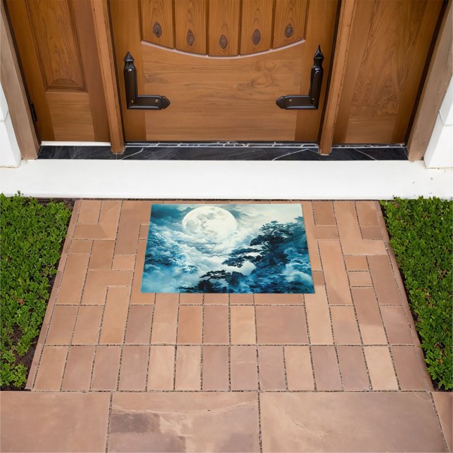 Mystical Moonlit Mountain Landscape Doormat (Outdoor)