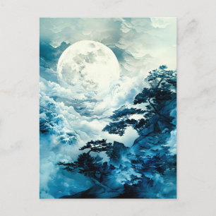 Mystical Moonlit Mountain Landscape Holiday Postcard