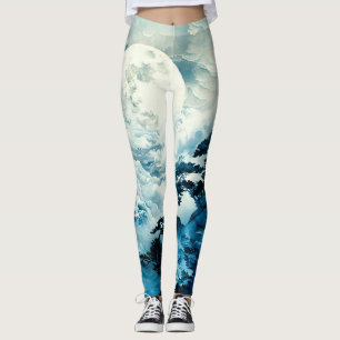 Mystical Moonlit Mountain Landscape Leggings