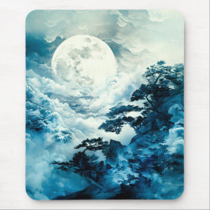 Mystical Moonlit Mountain Landscape Mouse Mat