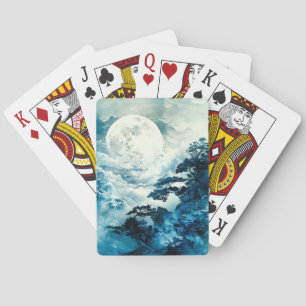 Mystical Moonlit Mountain Landscape Playing Cards