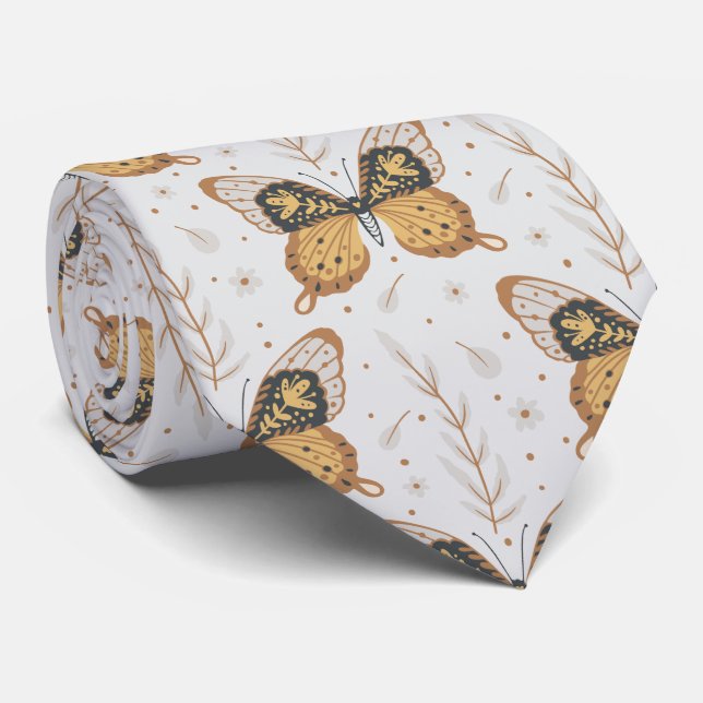 Mystical Moth Butterfly Pattern Tie (Rolled)