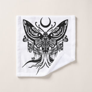 Mystical Moth & Crescent Moon Bathroom Towel Set