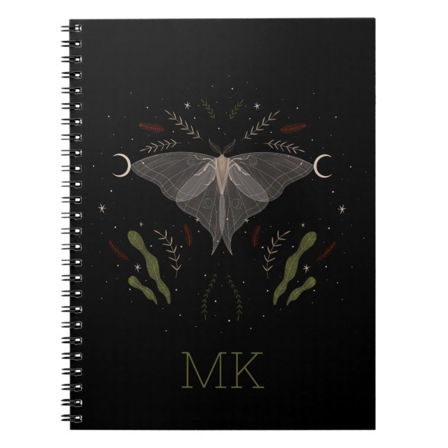 Mystical Moth Golden Butterfly Notebook (Front)