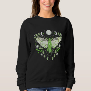 Mystical Moth Green Celestial Flower Moon Phases Sweatshirt