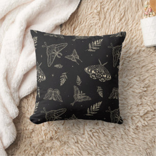 Mystical Moth Pattern Throw Pillow