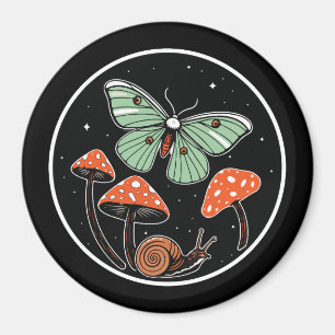 Mystical Moth with Mushrooms and Snail Magnet