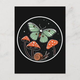 Mystical Moth with Mushrooms and Snail Postcard