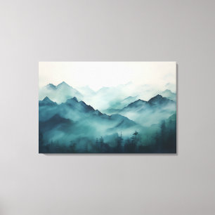 Mystical Mountains in the Fog and Enchanted Forest Canvas Print
