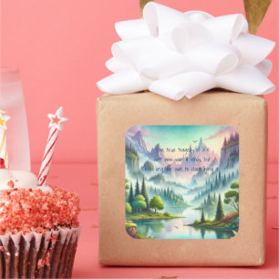 Mystical Mountains & Quote Square Sticker