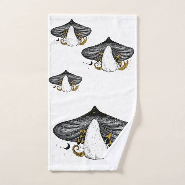 Mystical Mushroom & Moon Phases Bathroom Towel Set (Hand Towel)