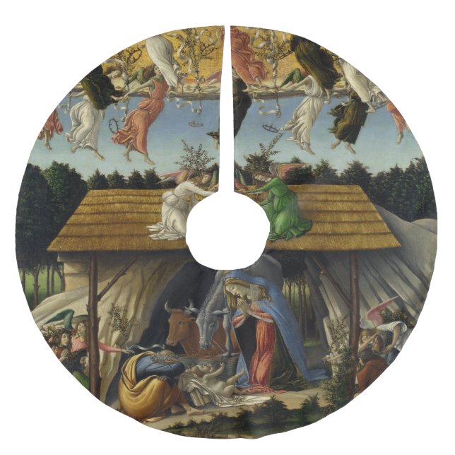 Mystical Nativity by Sandro Botticelli Brushed Polyester Tree Skirt (Front)