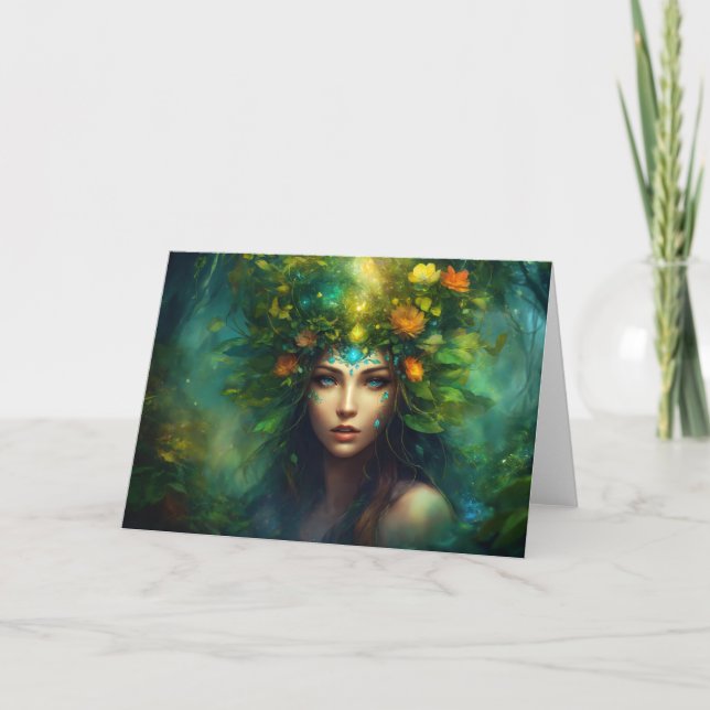 Mystical Nature Goddess Greeting Cards (Front)