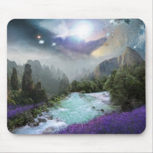 Mystical Nature Landscape with Rushing Water Mouse Mat