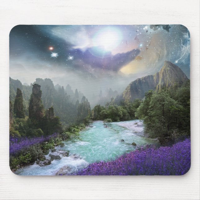 Mystical Nature Landscape with Rushing Water Mouse Mat (Front)