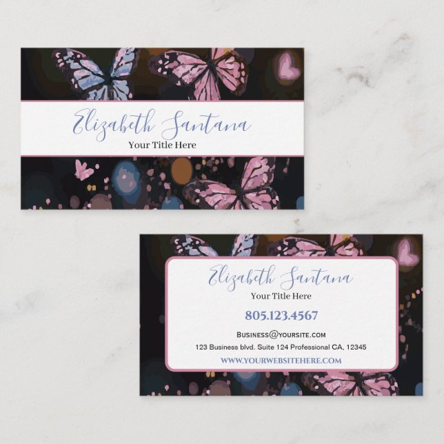 Mystical Night Butterfly Business Card (Front/Back)