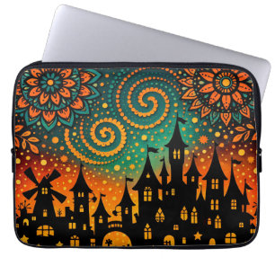 Mystical Night Castle Silhouette Laptop Sleeve