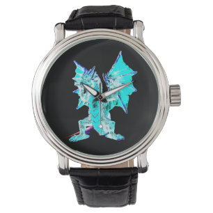 Mystical Ocean Blue Dragon Fantasy Timepiece Art Watch
