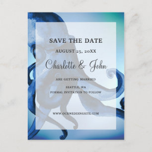 Mystical Ocean Octopus Wedding save the dates Announcement Postcard