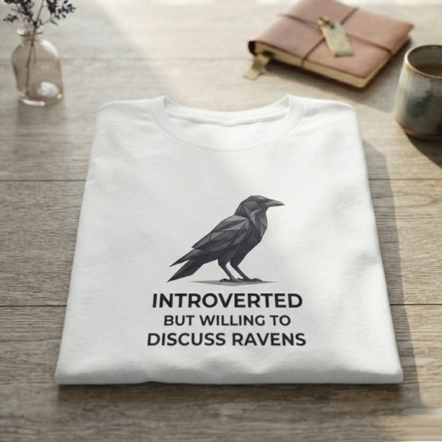 Mystical Onyx Gothic Raven T-Shirt (Moody onyx raven t-shirt for introverted book lovers during quiet library study sessions.)