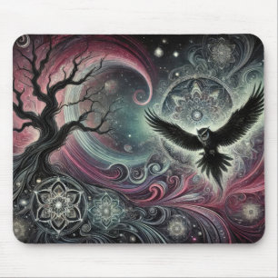 Mystical Owl Cosmic Night Mandalas Swirling Sky Mouse Mat