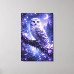Mystical owl in an enchanted forest canvas print