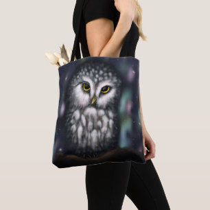 Mystical Owl in Northern Nightfall Tote Bag