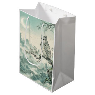 Mystical Owl Moon Landscape Art Medium Gift Bag