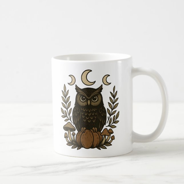 Mystical Owl Moon Phases Mug – Witchy Woodland  (Right)