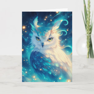Mystical Owl Under the Starry Sky Card