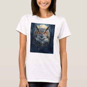 Mystical Owl Watercolor Art Dark Forest Moon Owl T-Shirt