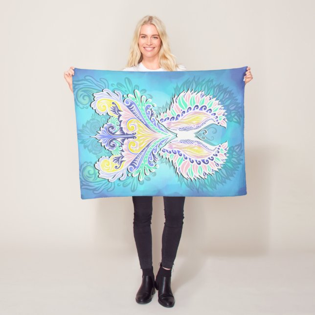 Mystical Pastel Butterfly | Ethereal Boho Fantasy  Fleece Blanket (In Situ)