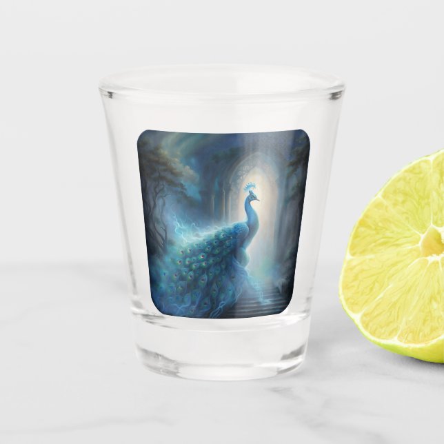 Mystical Peacock  Shot Glass (Front)