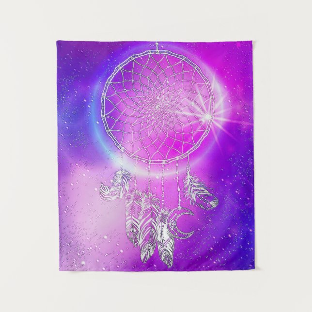 Mystical Pink and Blue Embossed Dream Catcher  Tapestry (Front)
