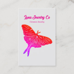 Mystical Pink Luna Moth Jewellery Pin Business Car Card