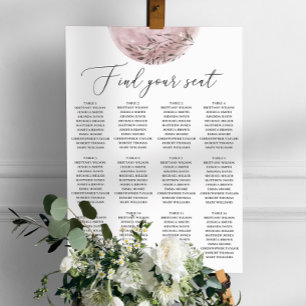 Mystical pink moon. Elegant wedding seating chart