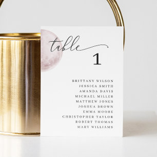 Mystical pink moon. Elegant wedding seating chart Invitation